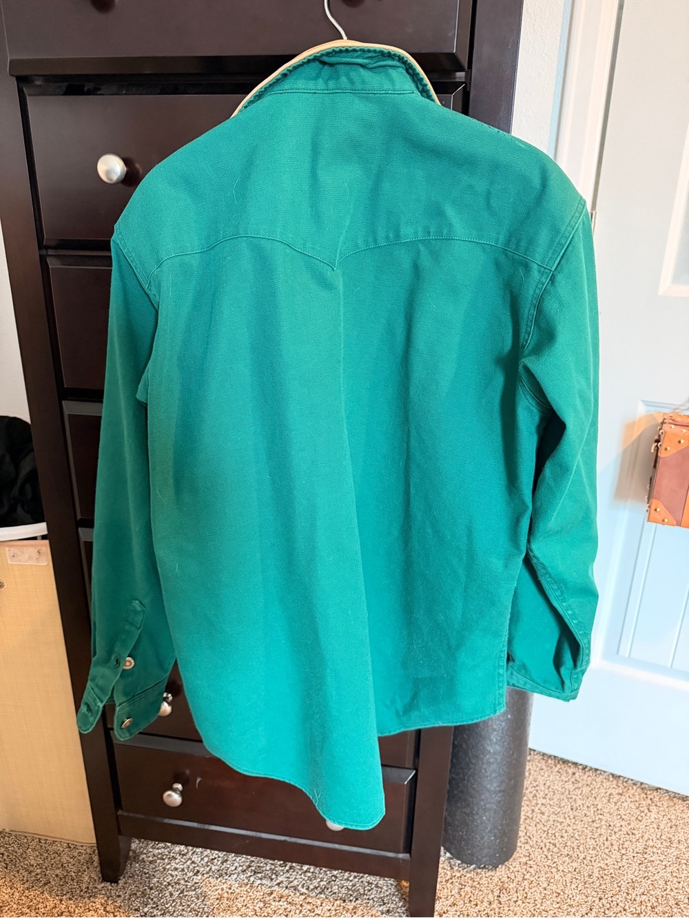 Schaefer Vintage Green Work Shirt with Tan Contrast Collar - Picture 3 of 5